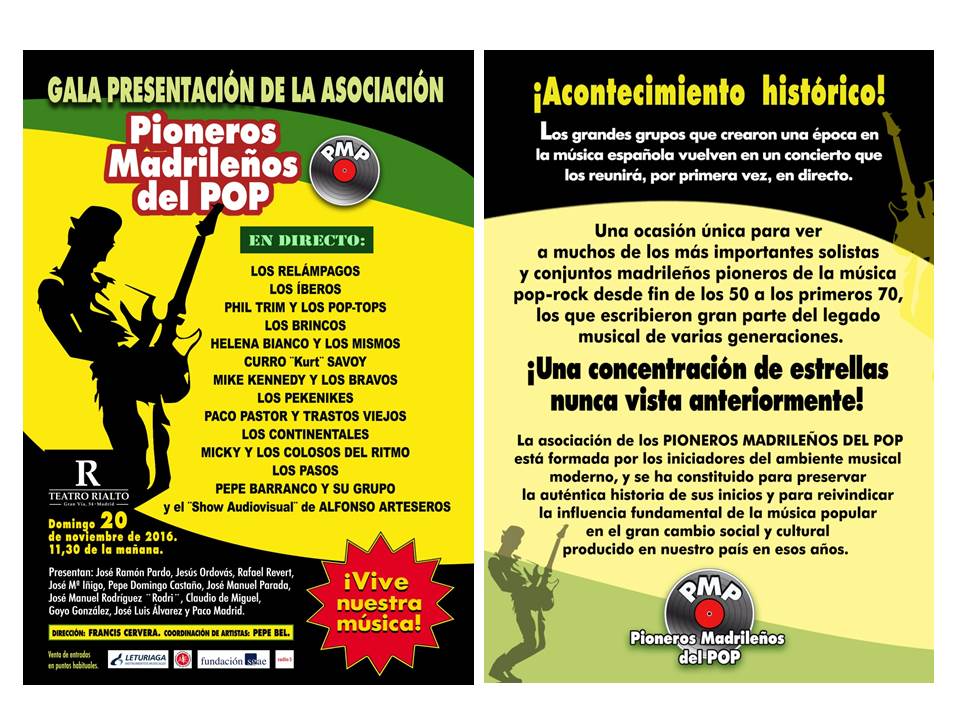 Gala de Presentación de la Asociación de Pioneros Madrileños del Pop (PMP) Teatro Rialto Madrid